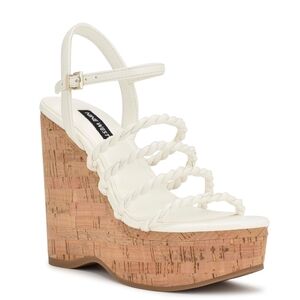 Nine West Cream Wedge Sandals